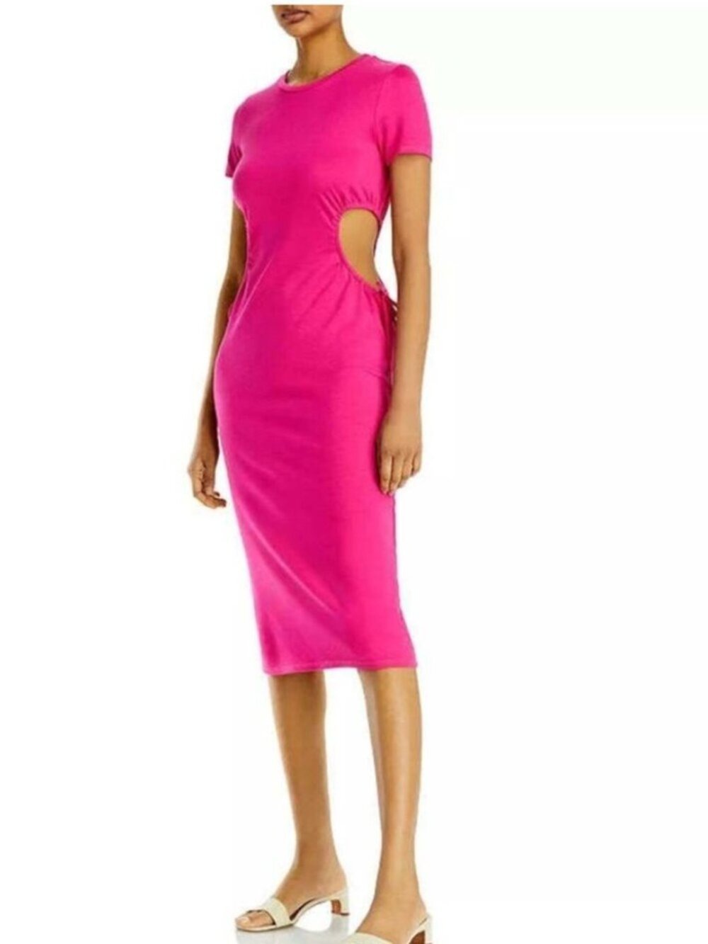 FORE Hot Pink Cut Out Midi Dress